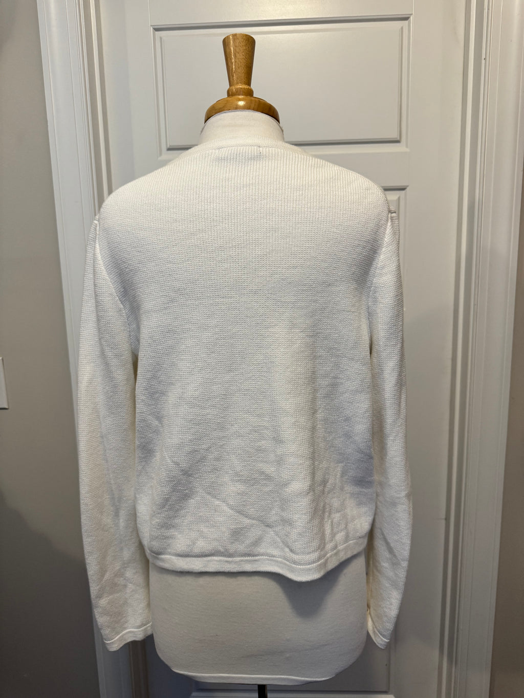 Quince Ivory 100% Organic Cotton Gold Button Cardigan Size L