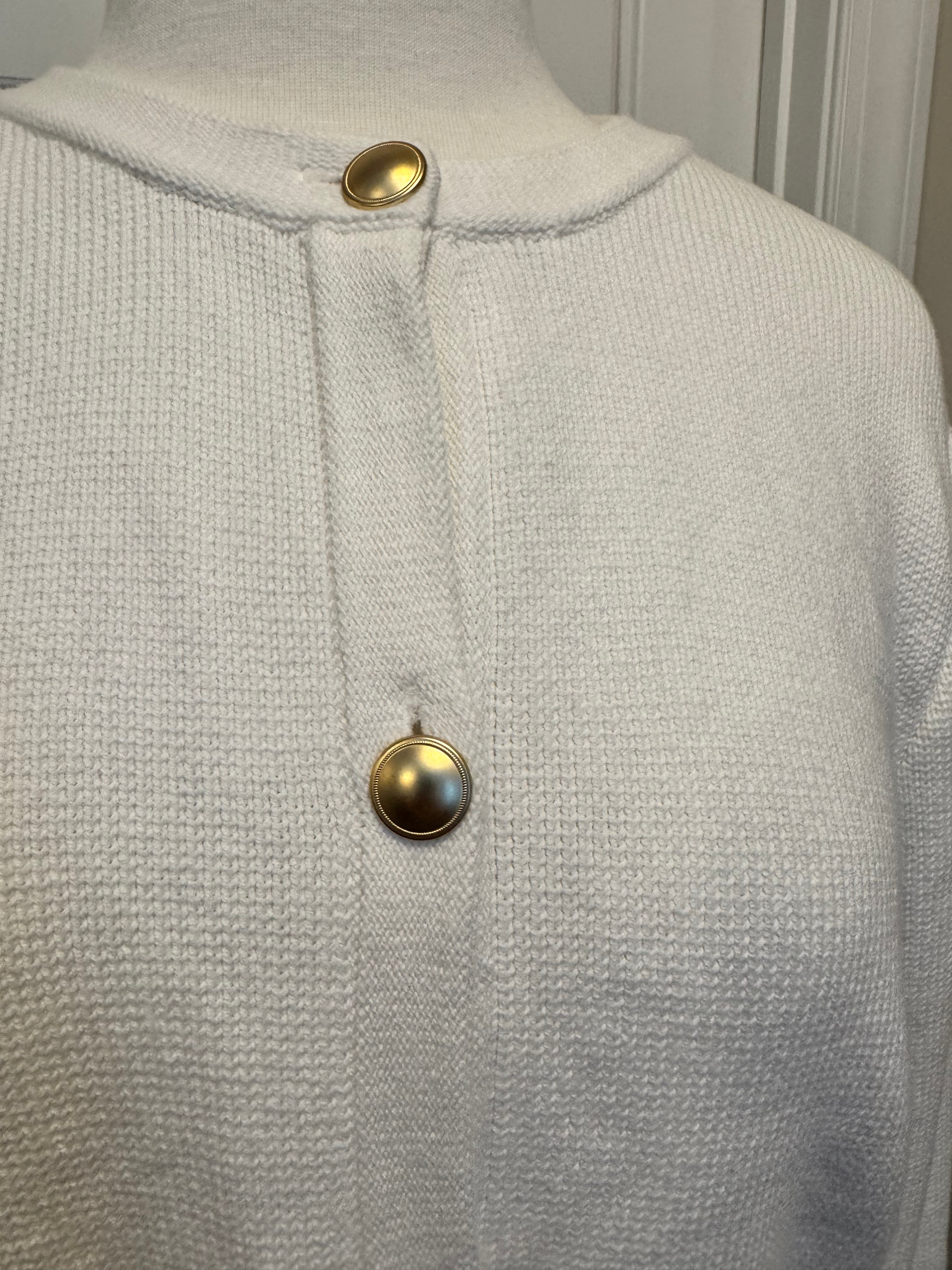 Quince Ivory 100% Organic Cotton Gold Button Cardigan Size L