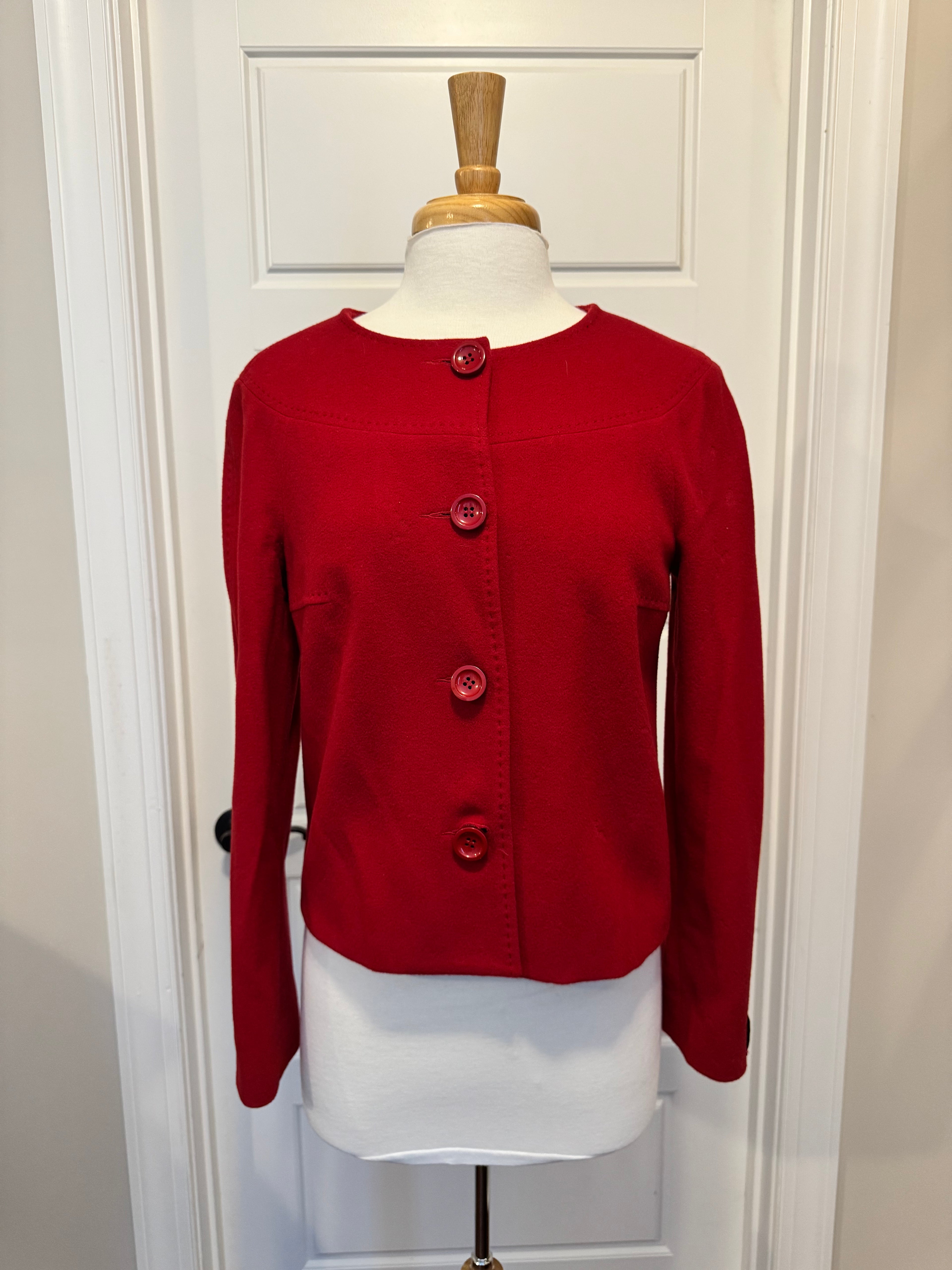Vintage 1990s Louben Red Wool & Cashmere Jacket-NWT-Size 4