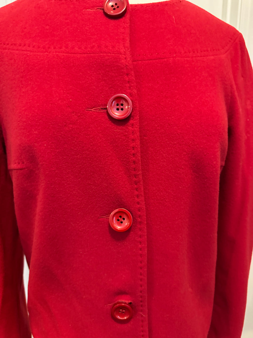Vintage 1990s Louben Red Wool & Cashmere Jacket-NWT-Size 4