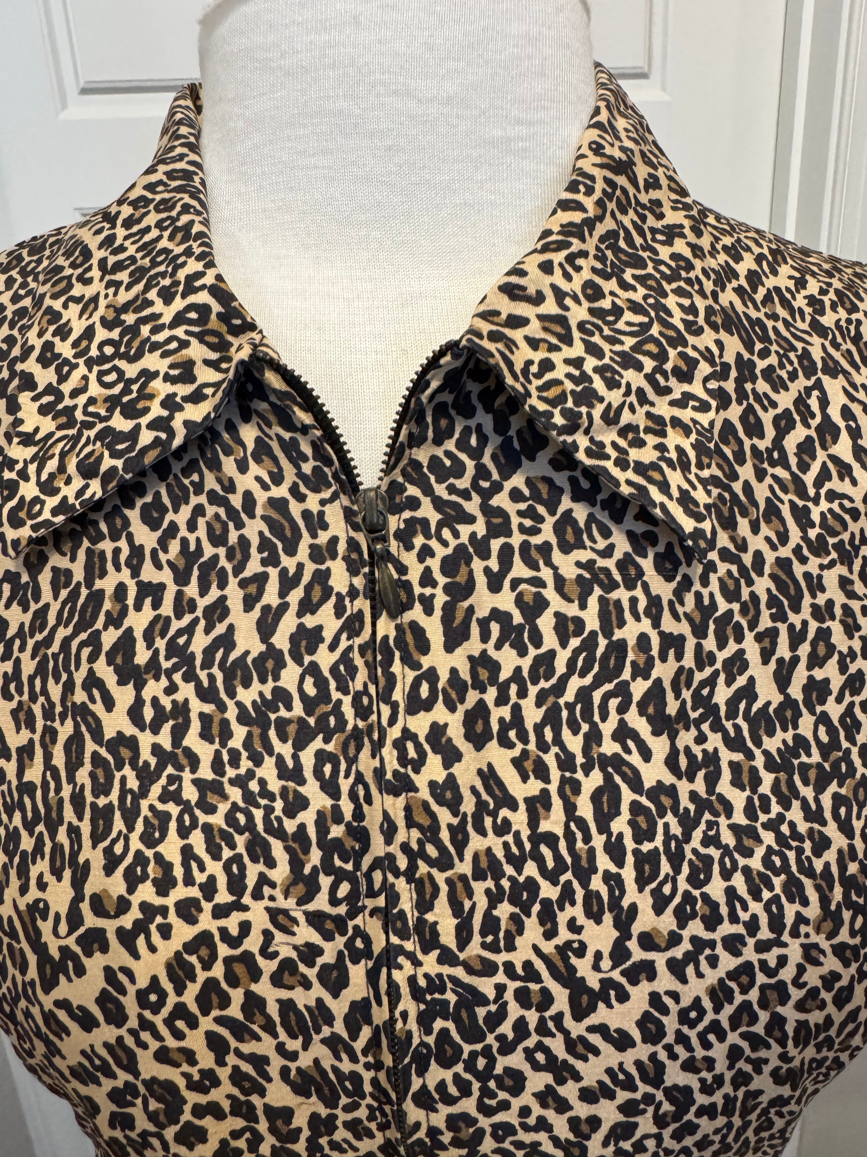Vintage Y2K Silkland 100% Pure Silk Leopard Vest-Size Large