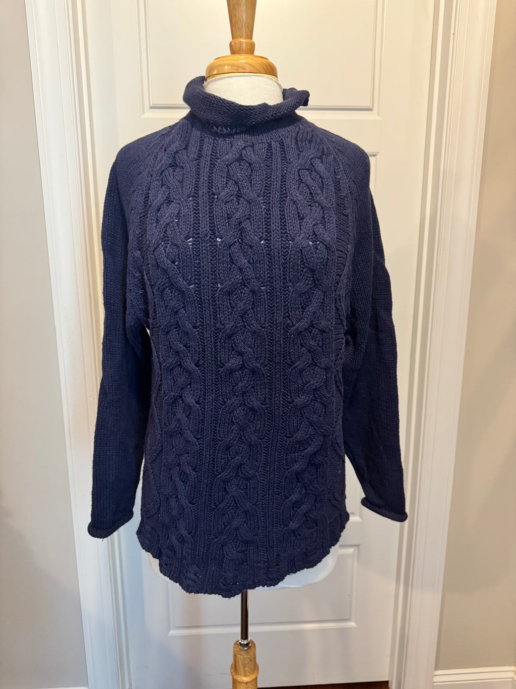 Vintage 955 Originals Navy Ramie Cotton Knit Turtleneck Sweater Medium
