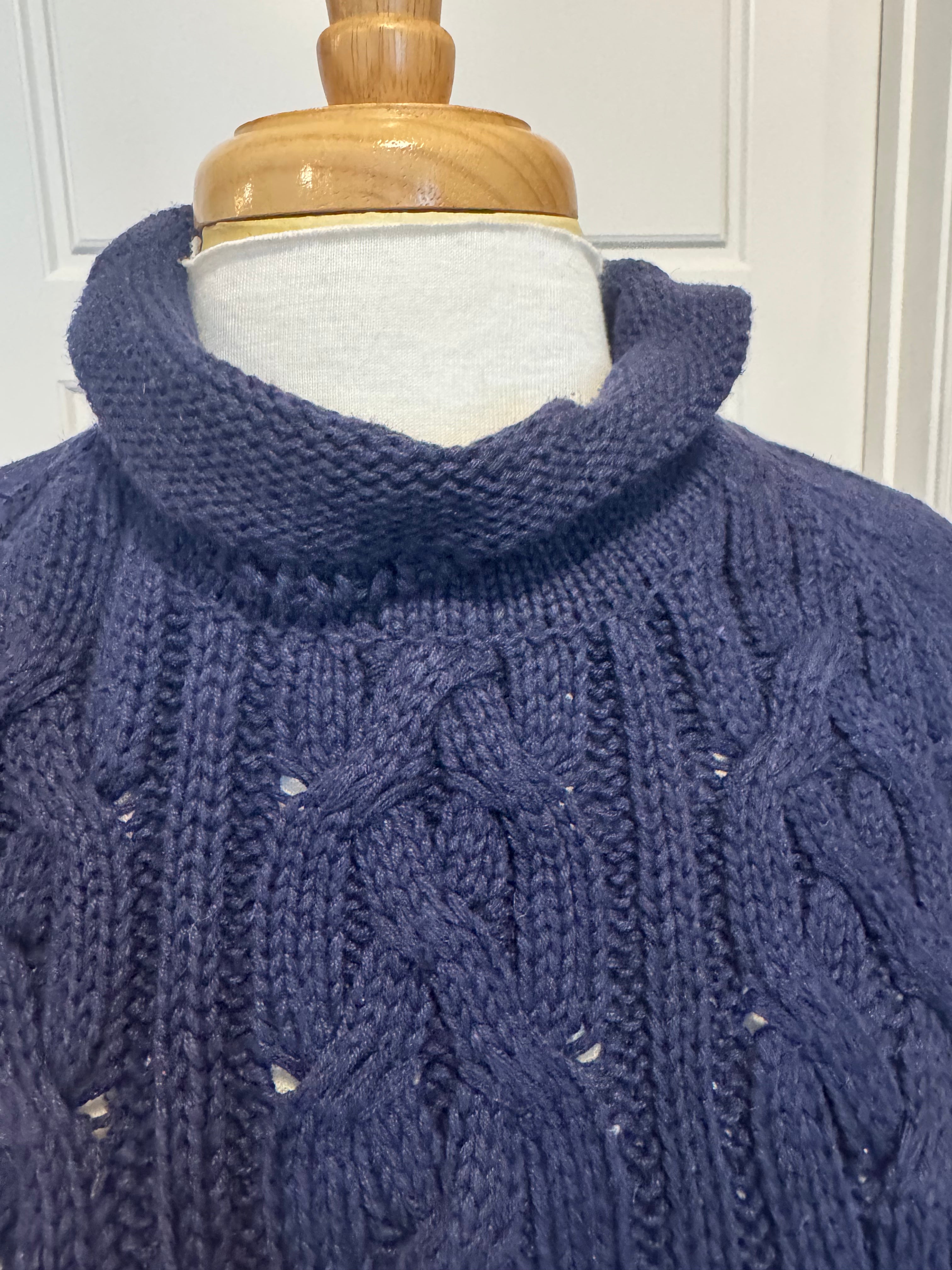 Vintage 955 Originals Navy Ramie Cotton Knit Turtleneck Sweater Medium