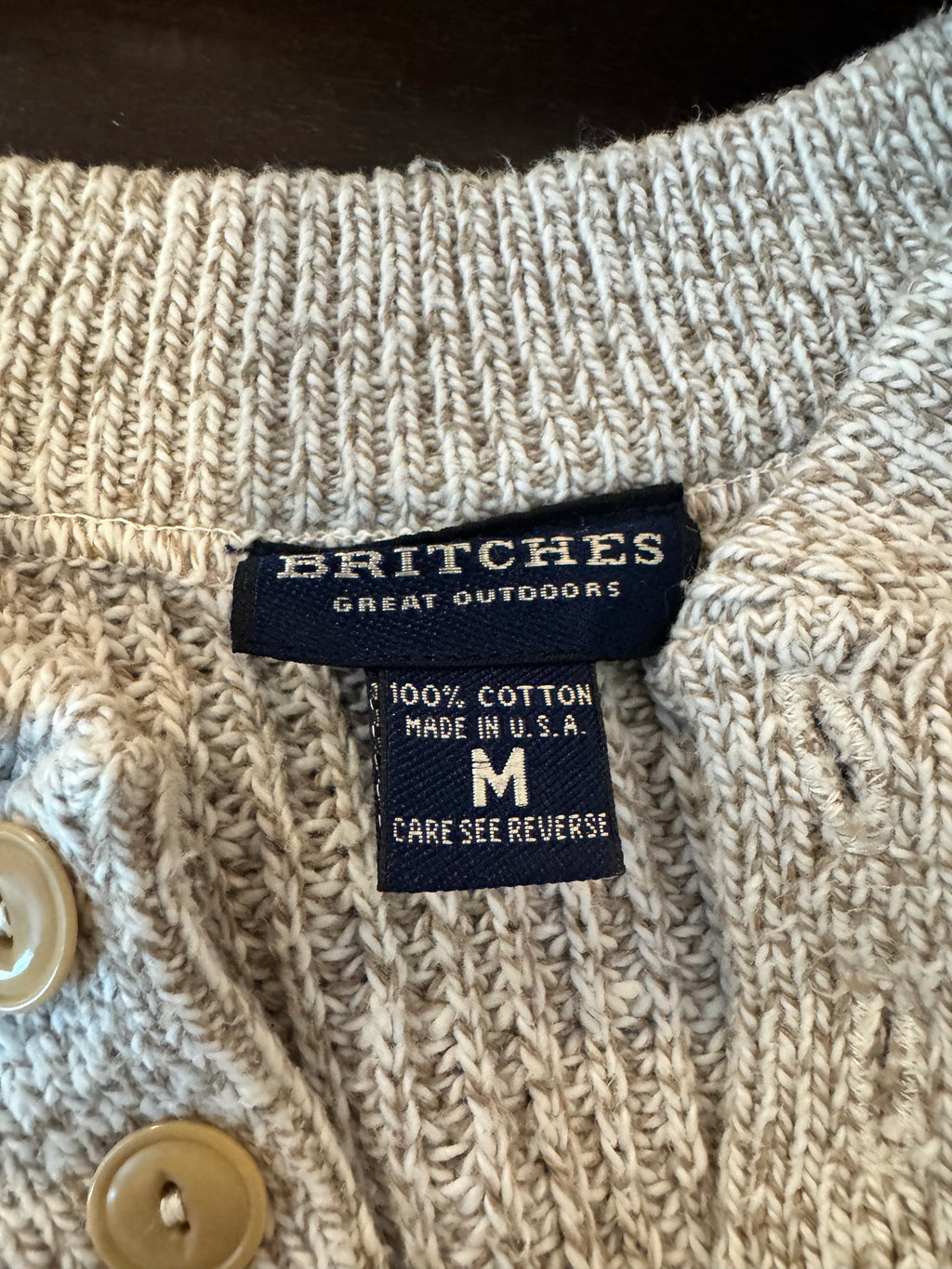 Vintage 90s Britches Great Outdoors Cotton Henley Sweater Medium Made in USA
