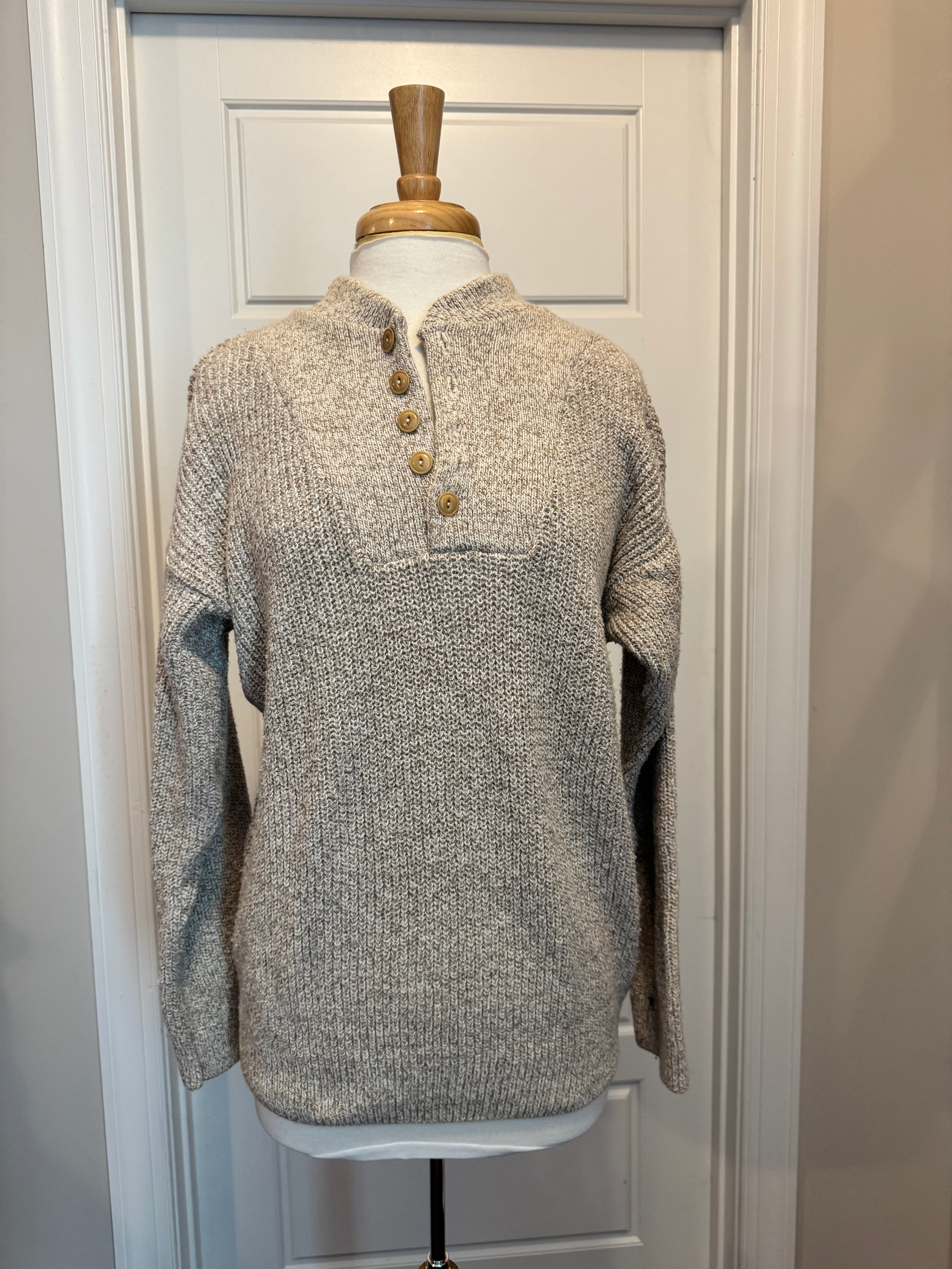 Vintage 90s Britches Great Outdoors Cotton Henley Sweater Medium Made in USA