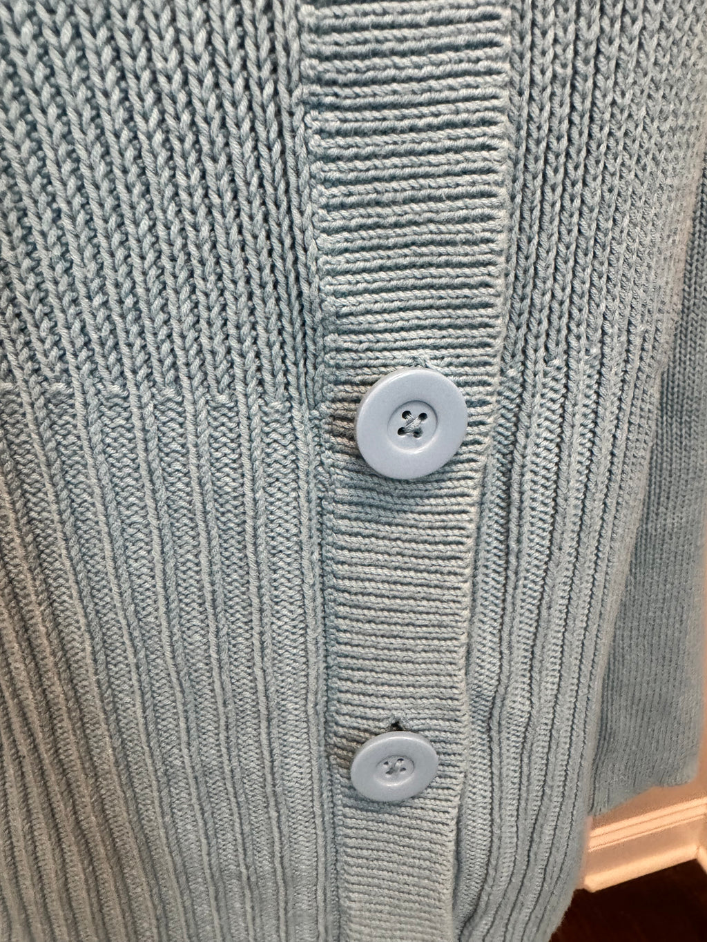 Vintage Y2K Ann Taylor Cardigan Womens L Blue 100% Cotton Ribbed Sweater