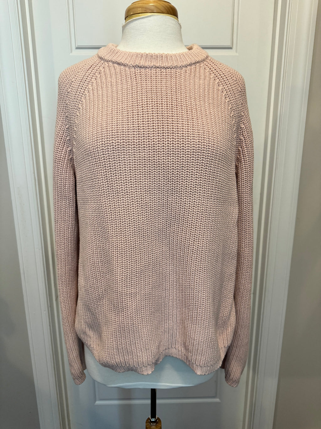 Quince 100% Organic Cotton Fisherman Crew Sweater Pink Large LNWOT