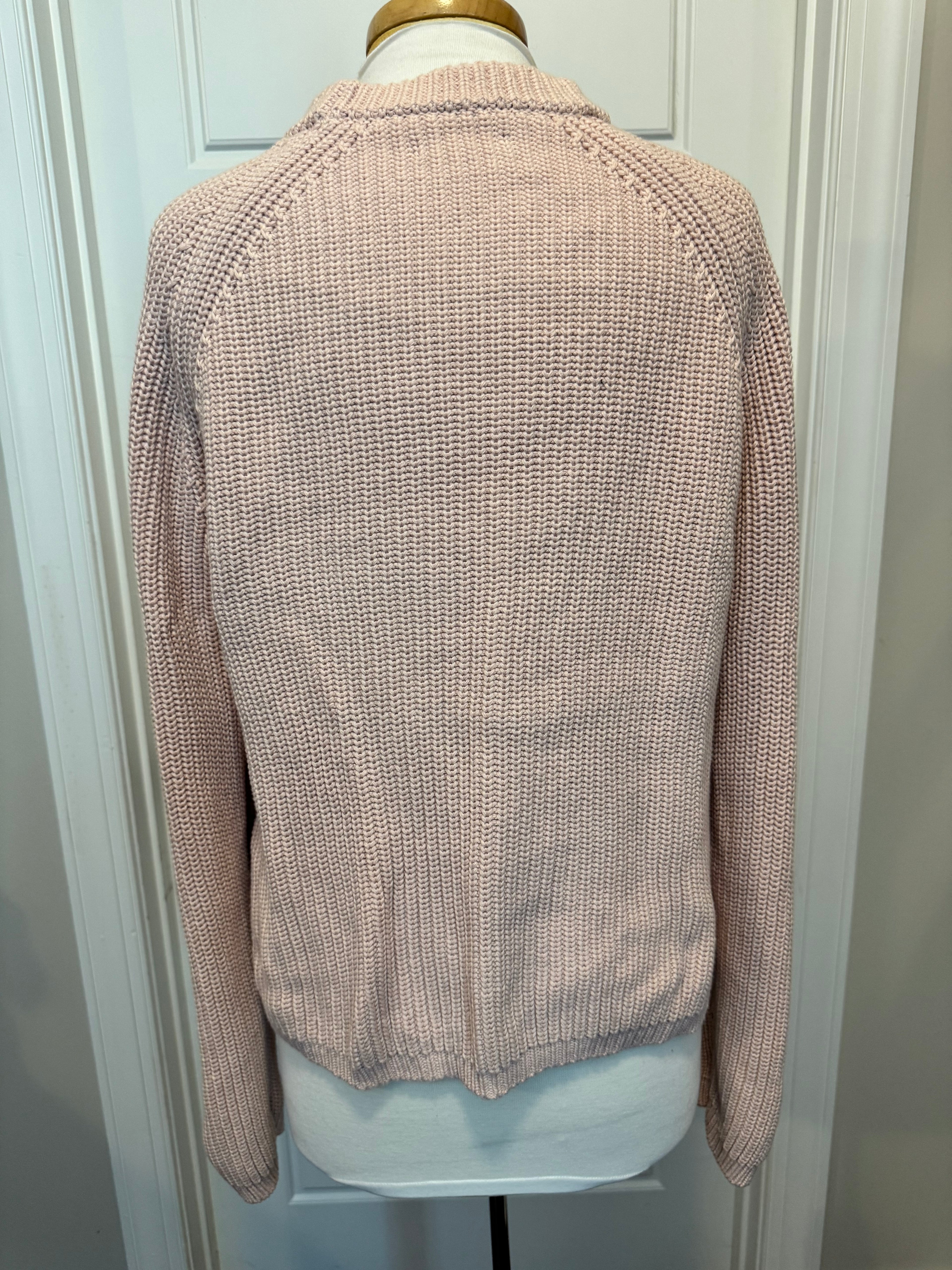 Quince 100% Organic Cotton Fisherman Crew Sweater Pink Large LNWOT