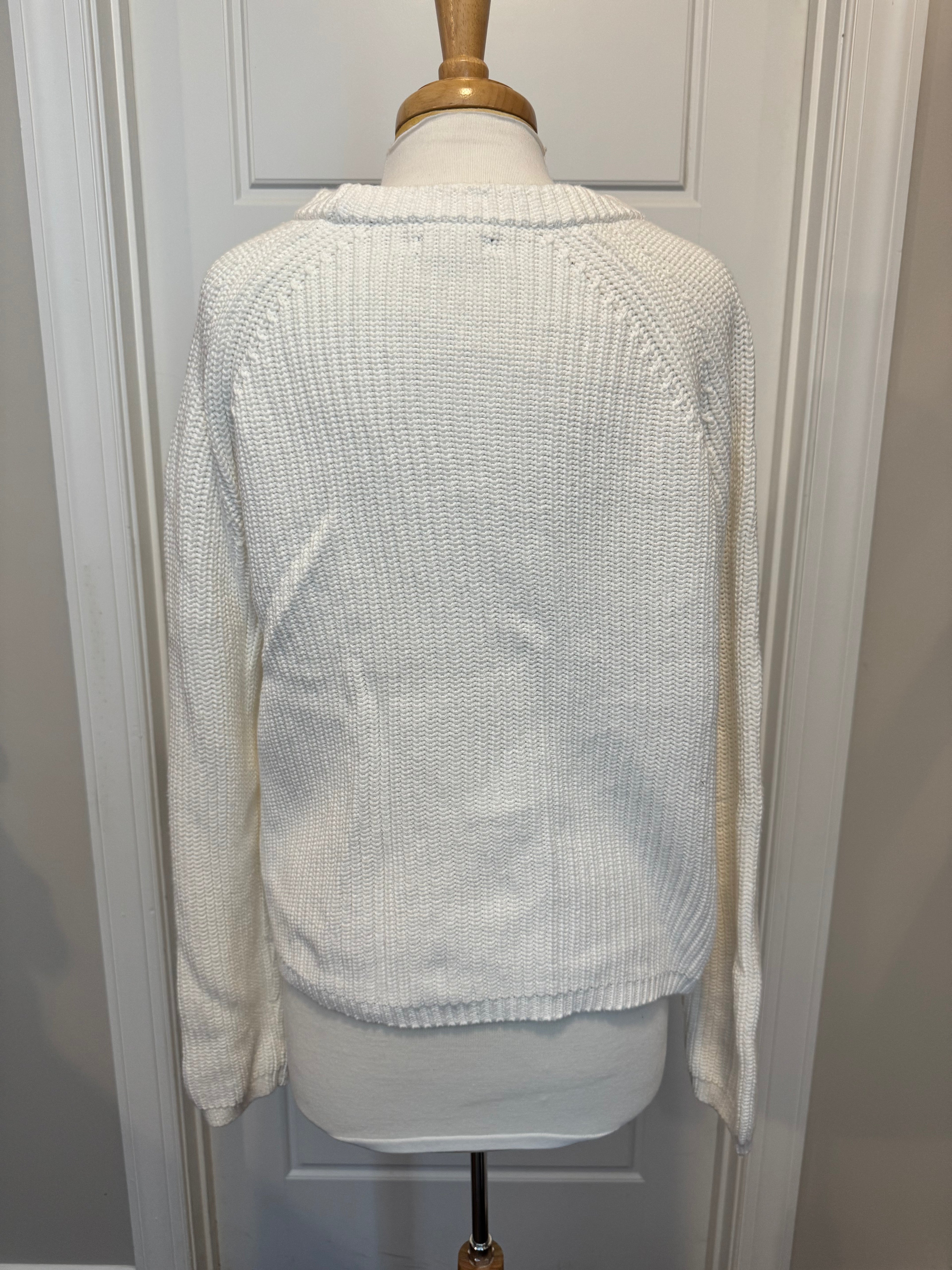 Quince 100% Organic Cotton Fisherman Crew Sweater Ivory Large LNWOT