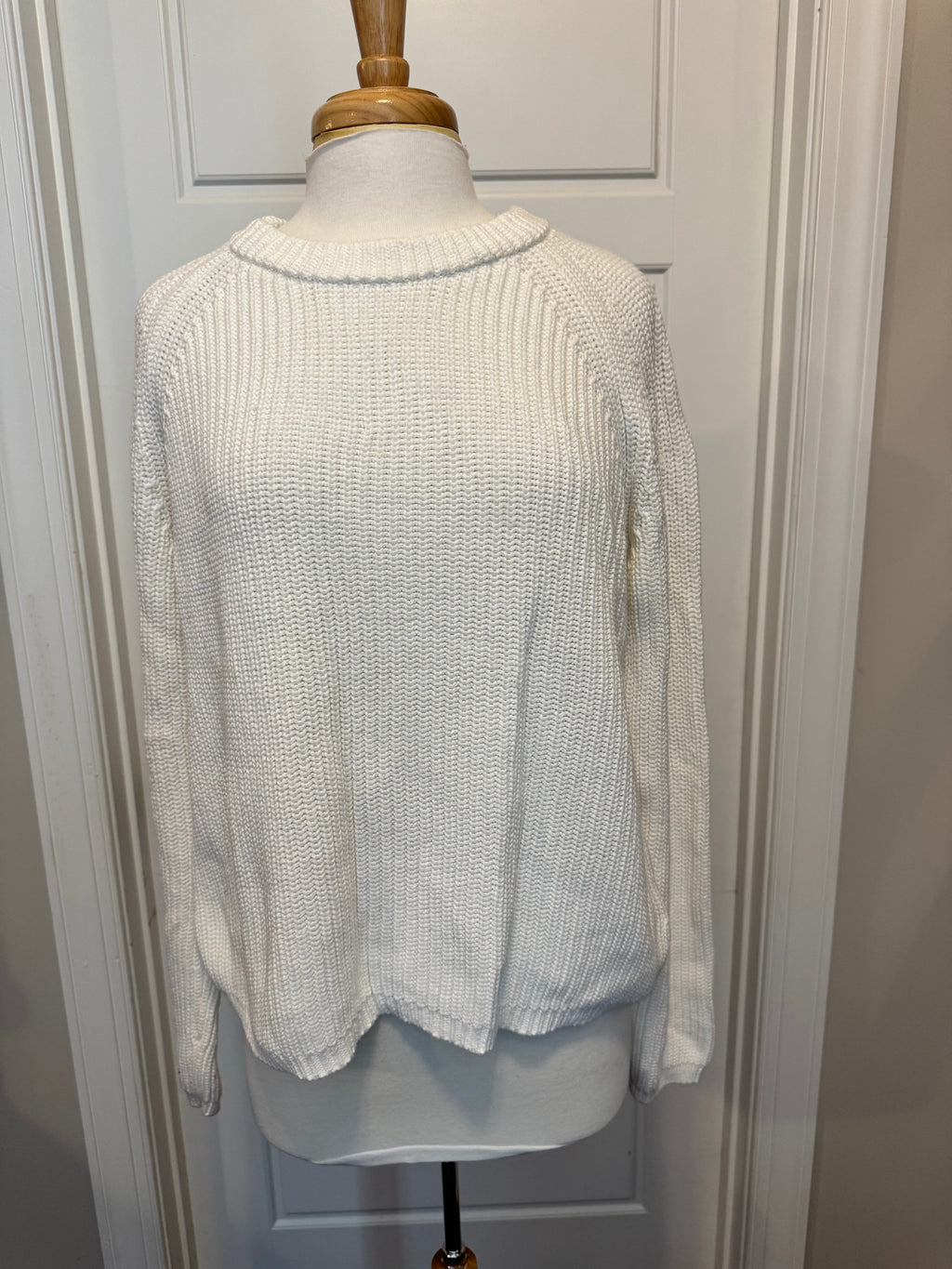 Quince 100% Organic Cotton Fisherman Crew Sweater Ivory Large LNWOT