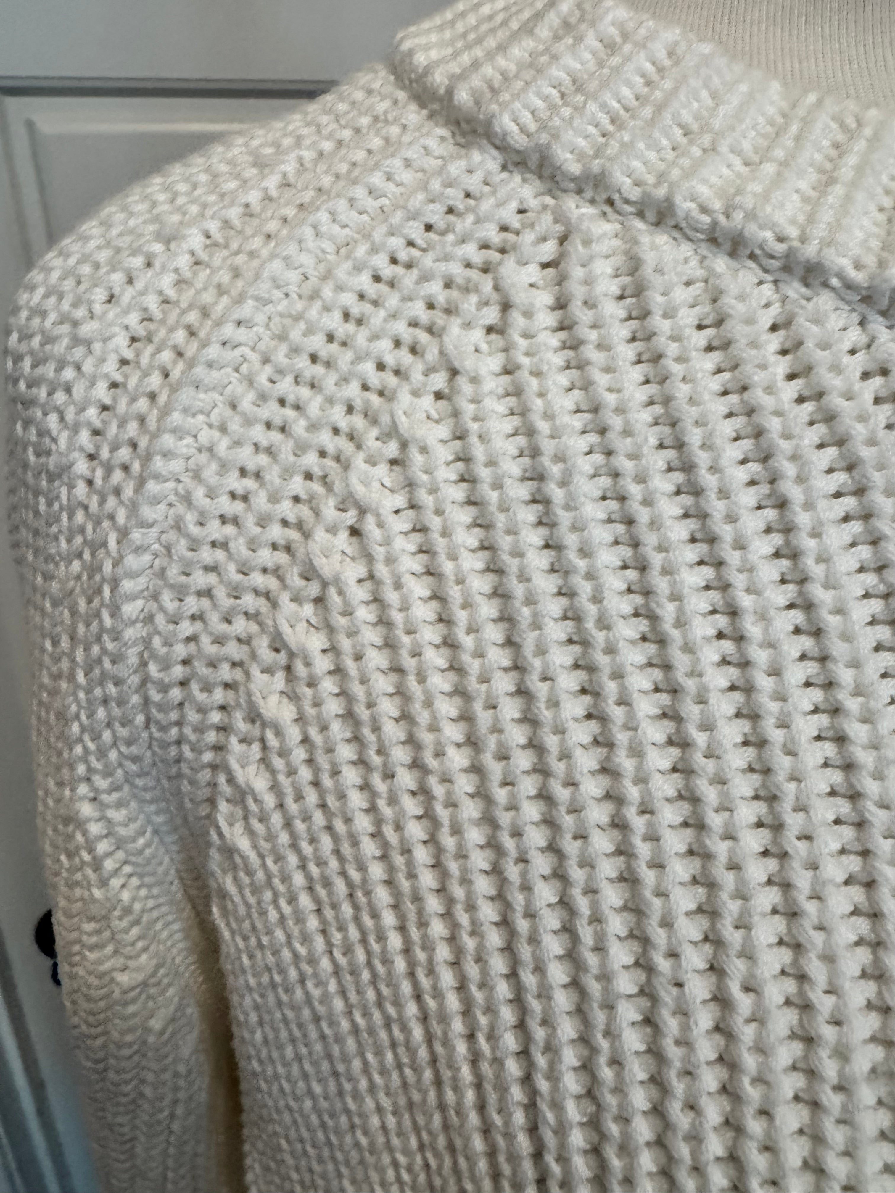 Quince 100% Organic Cotton Fisherman Crew Sweater Ivory Large LNWOT