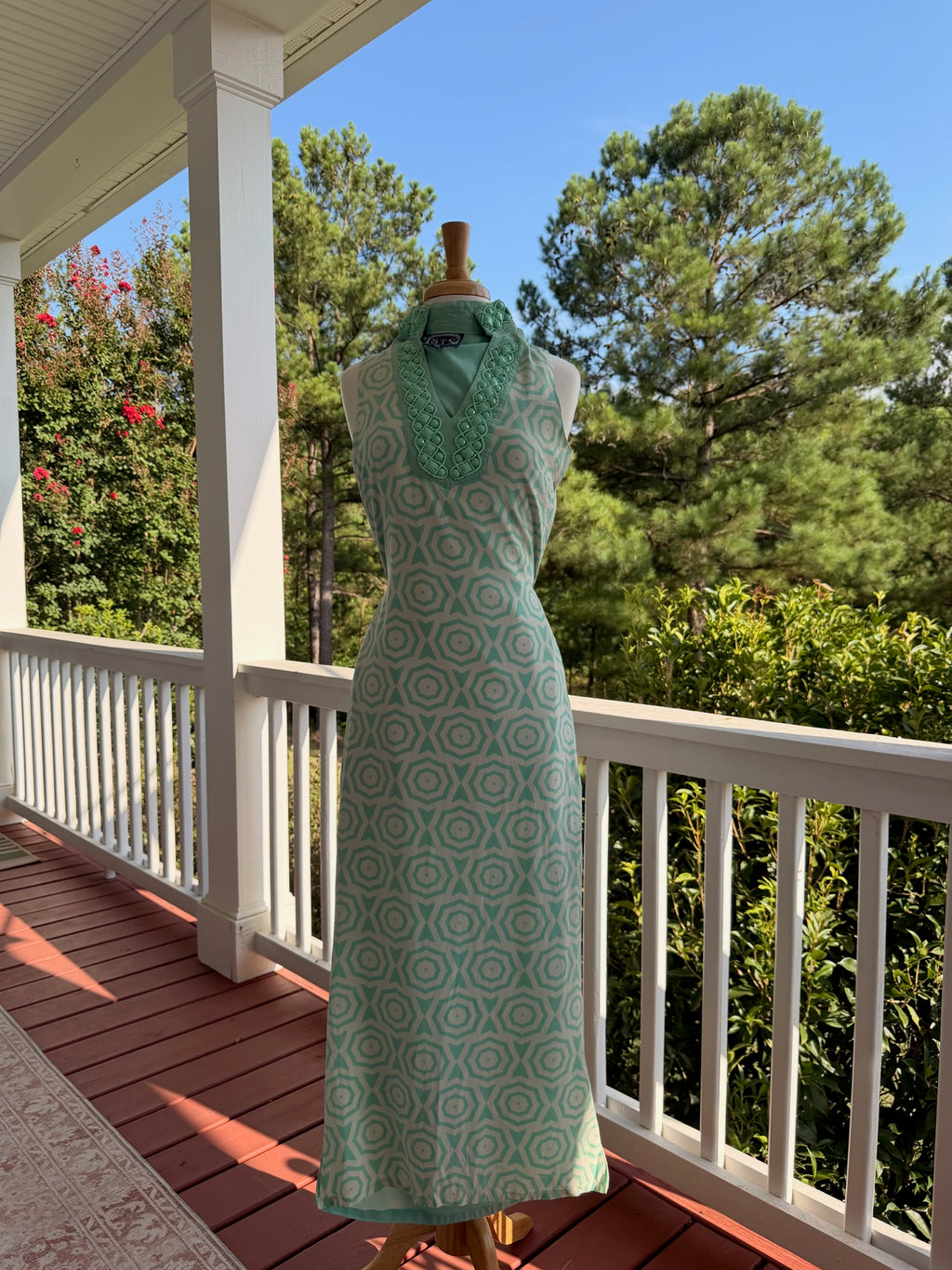 Vintage Silk Mint Halter Maxi Dress