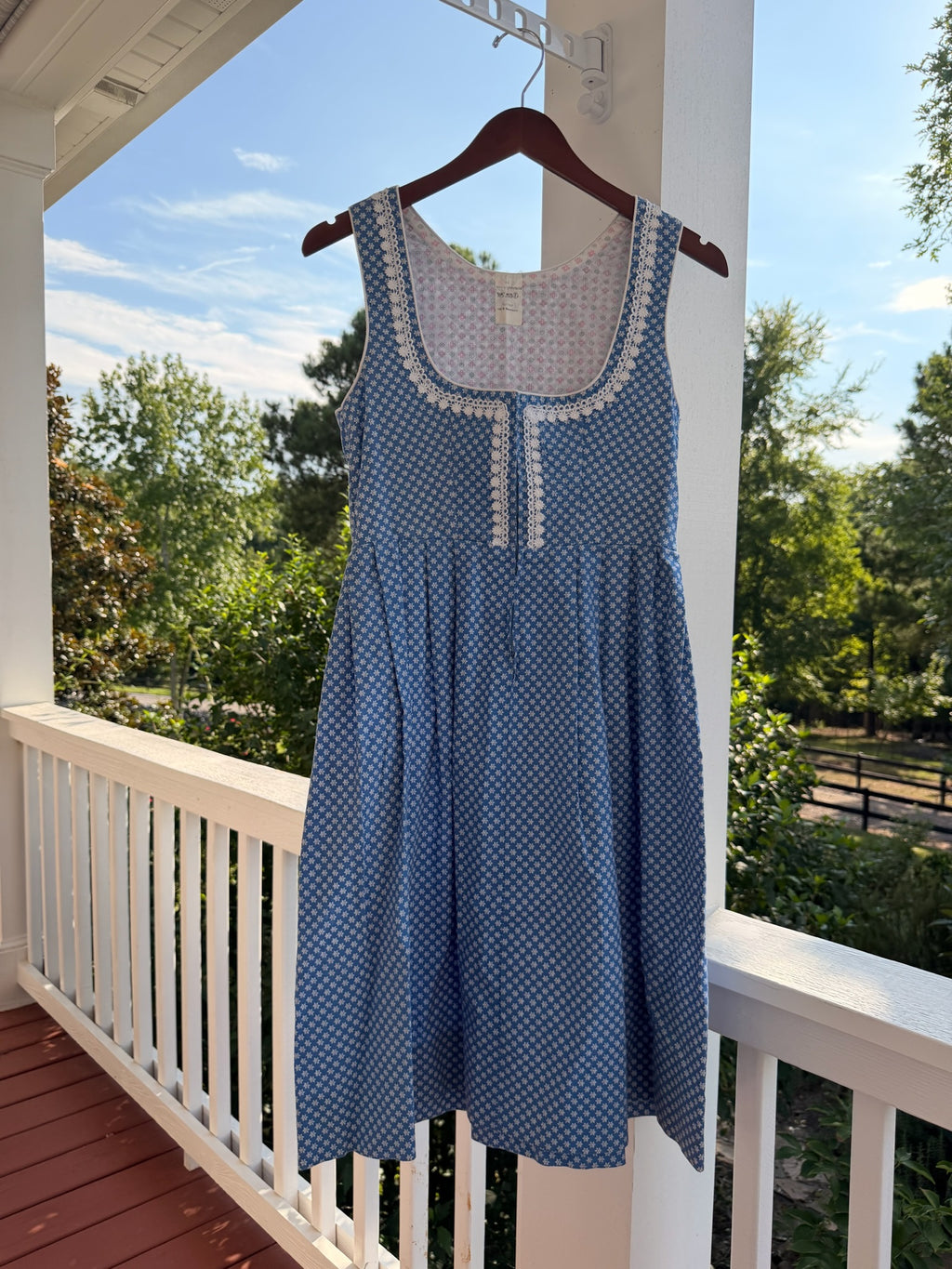 Vintage German-Made Cotton Dirndl-Inspired Floral Dress