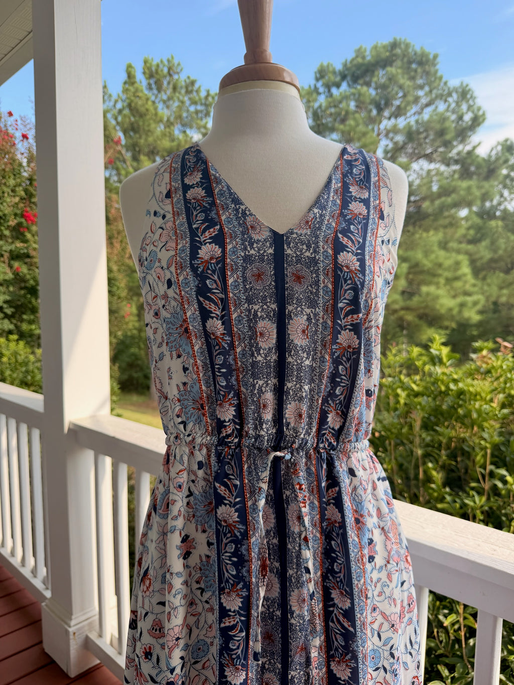 Tuchuzy Boho Floral Border Print Maxi Dress