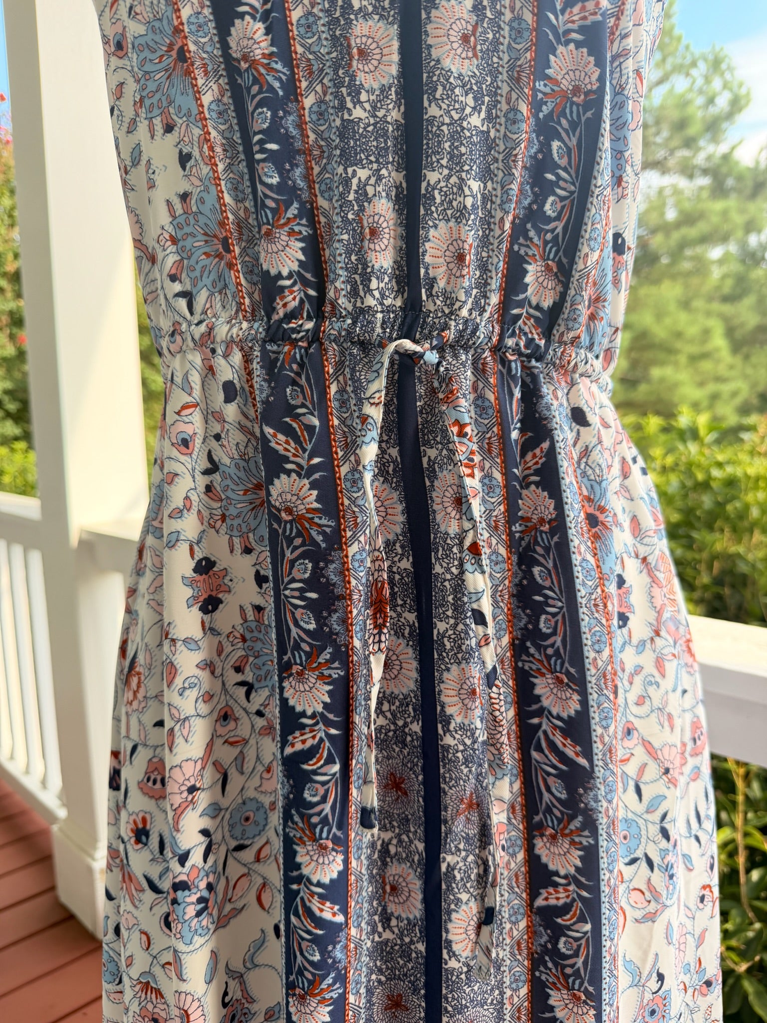 Tuchuzy Boho Floral Border Print Maxi Dress