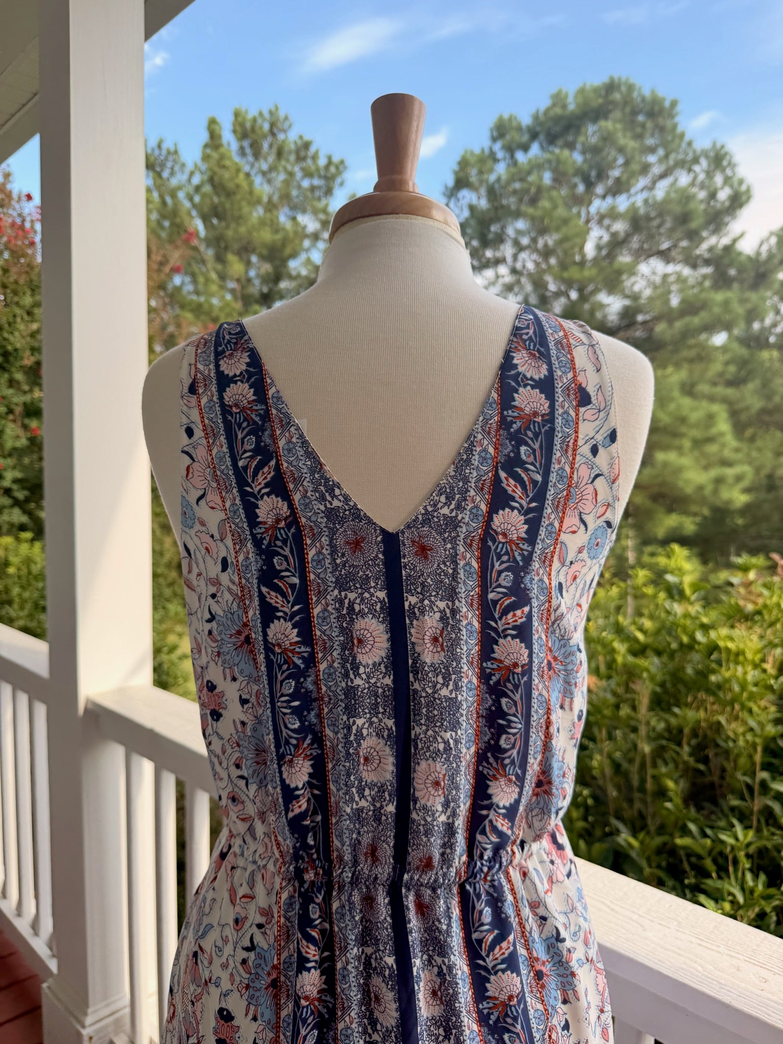 Tuchuzy Boho Floral Border Print Maxi Dress