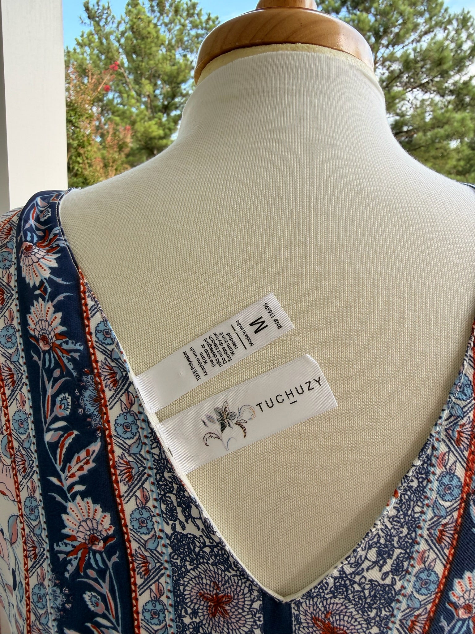 Tuchuzy Boho Floral Border Print Maxi Dress
