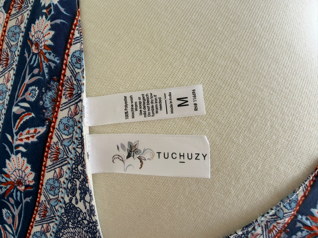 Tuchuzy Boho Floral Border Print Maxi Dress