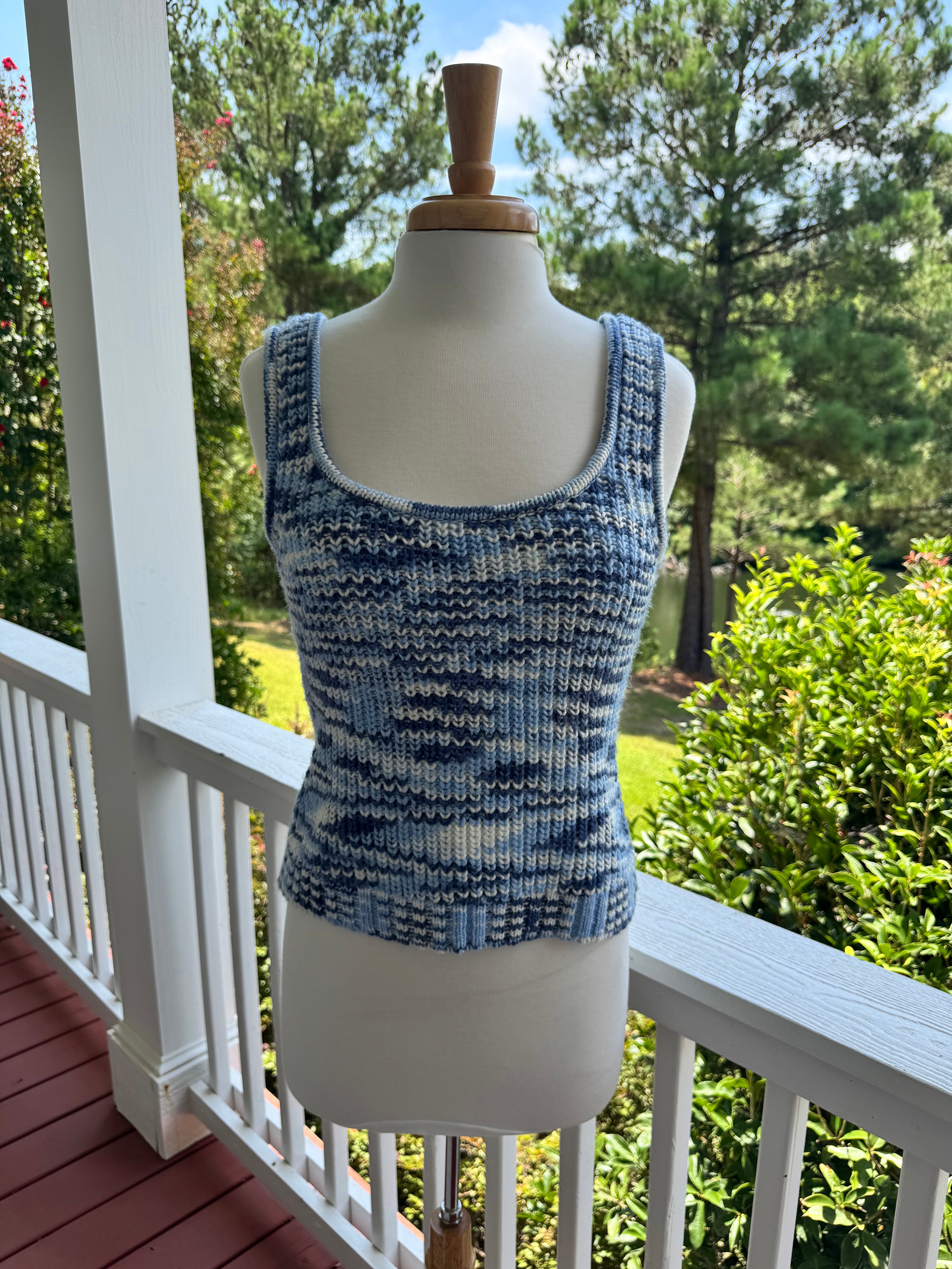 Staud Blue Marled Knit Top