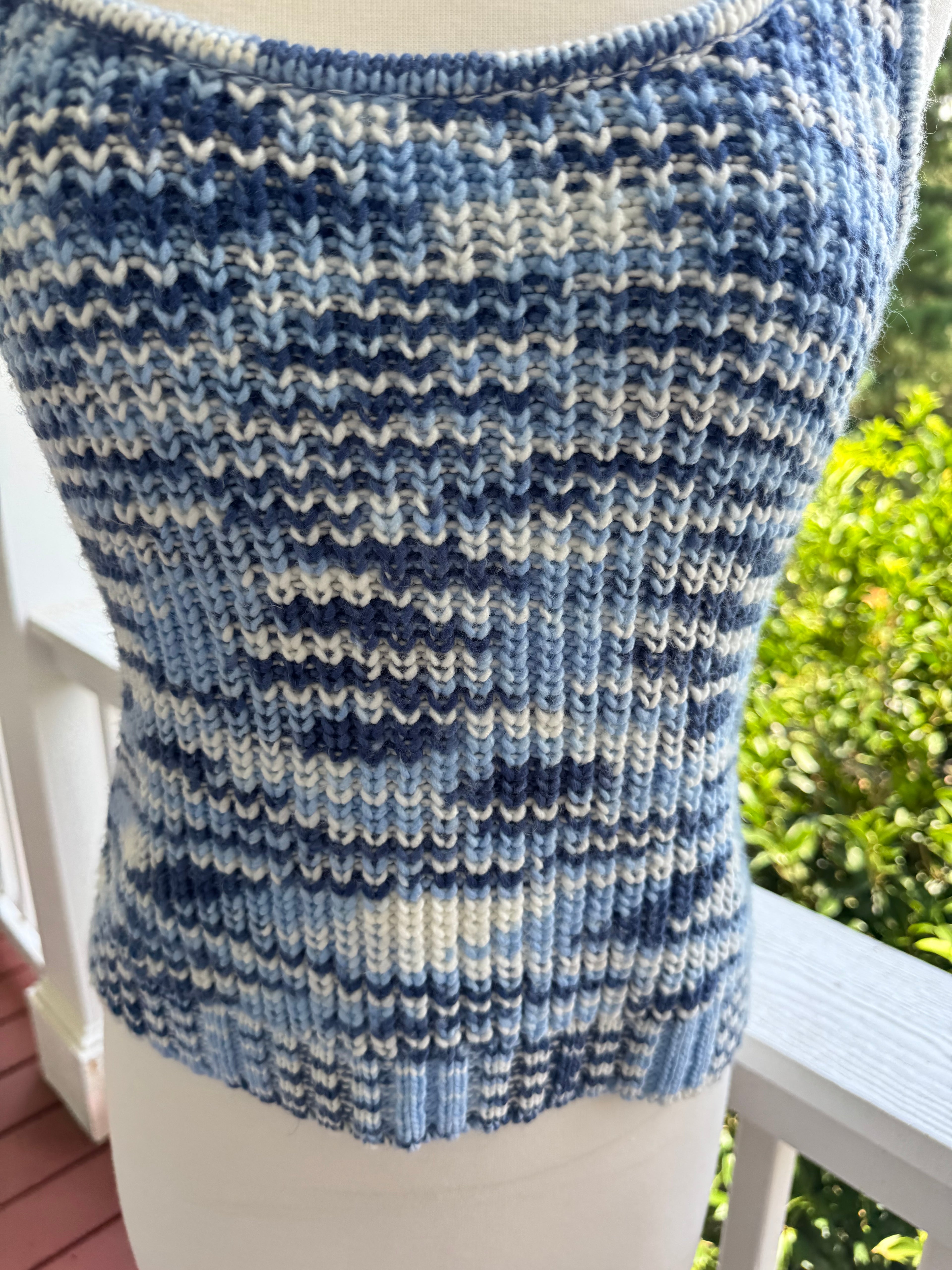 Staud Blue Marled Knit Top