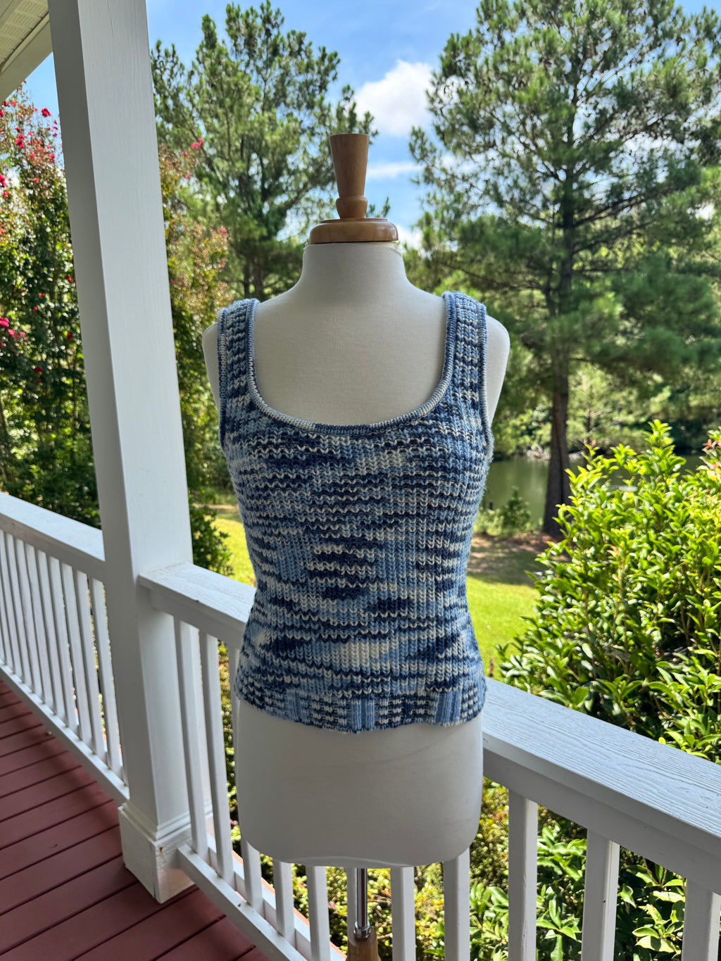 Staud Blue Marled Knit Top