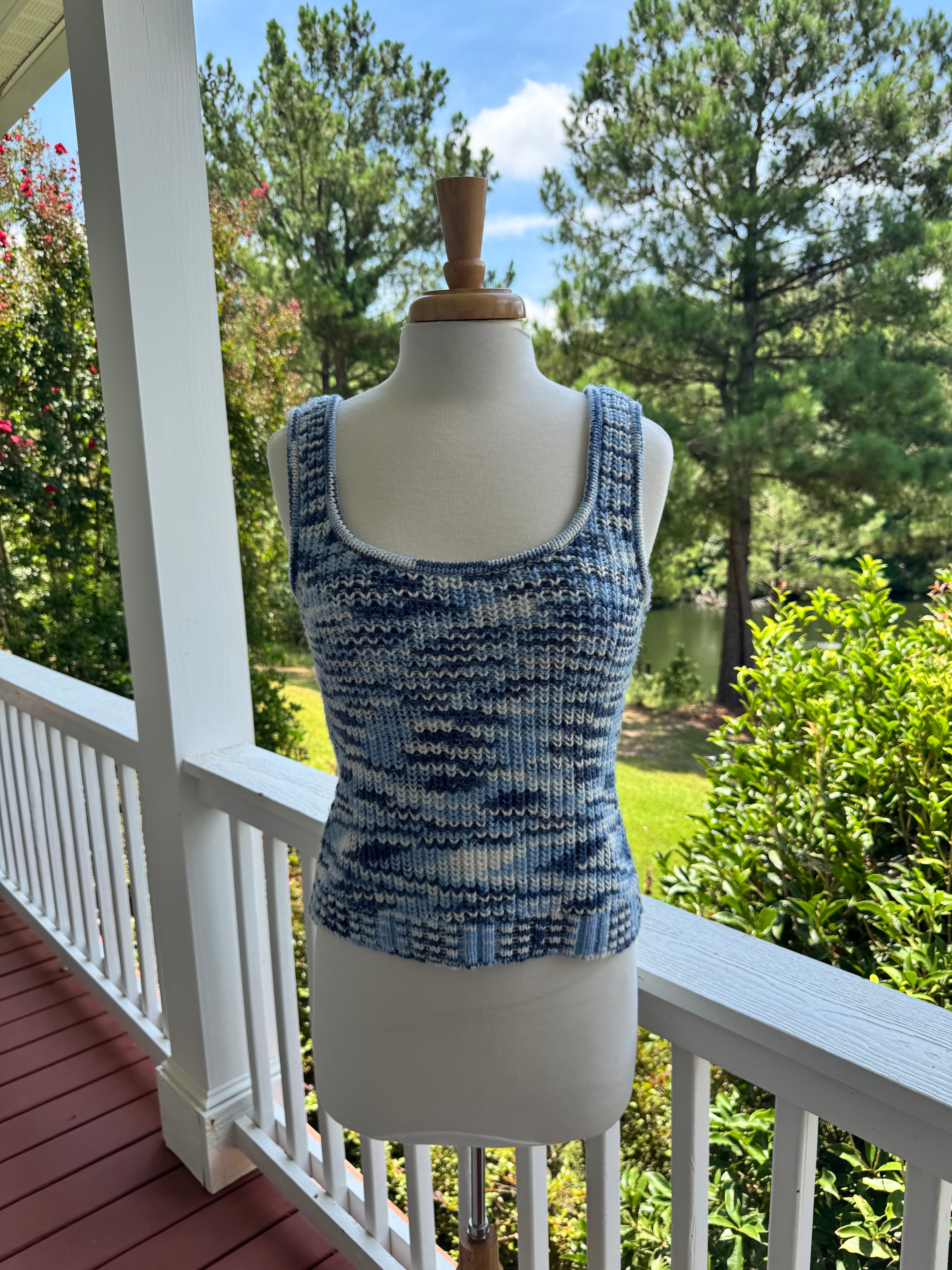 Staud Blue Marled Knit Top