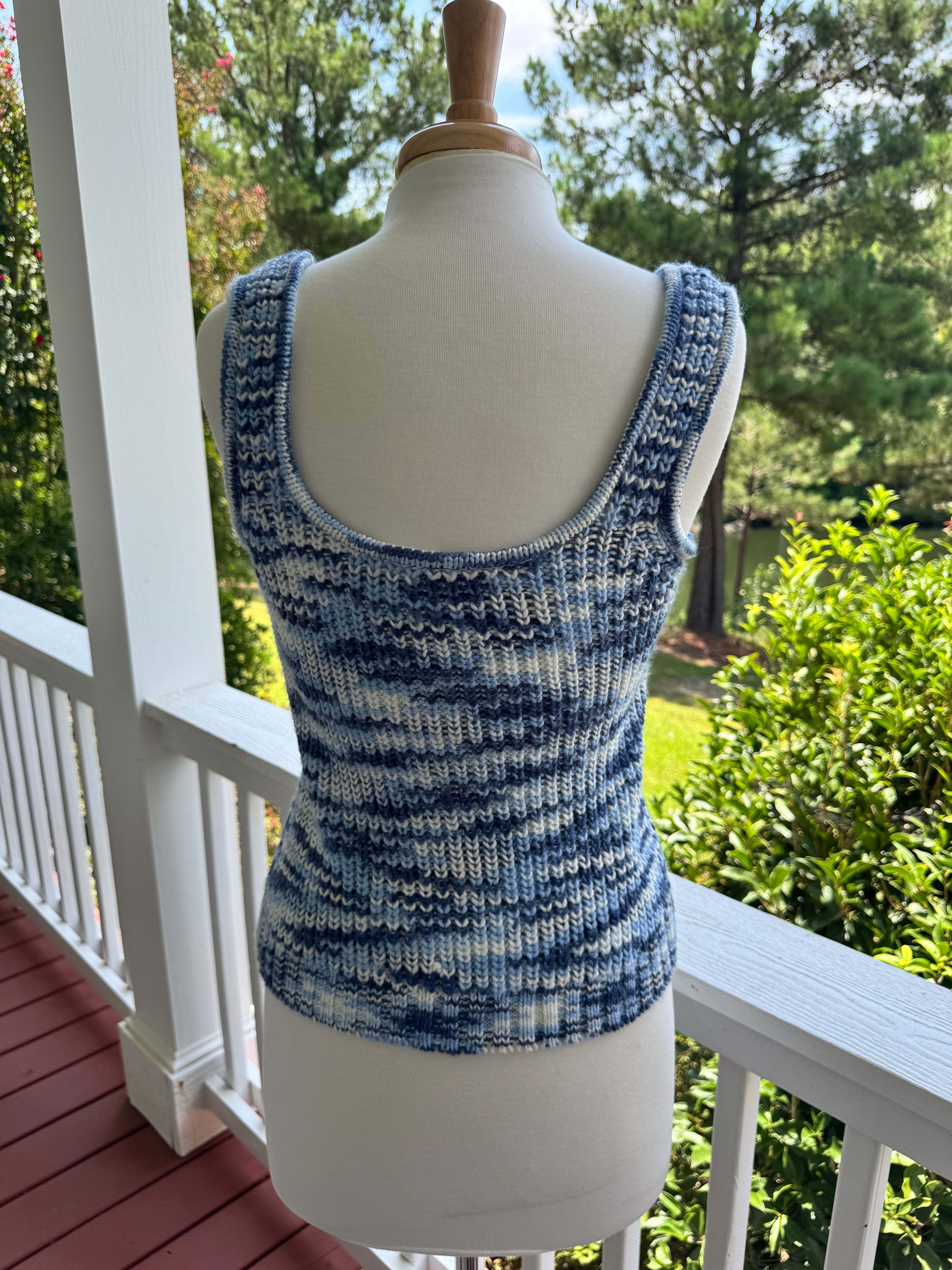 Staud Blue Marled Knit Top