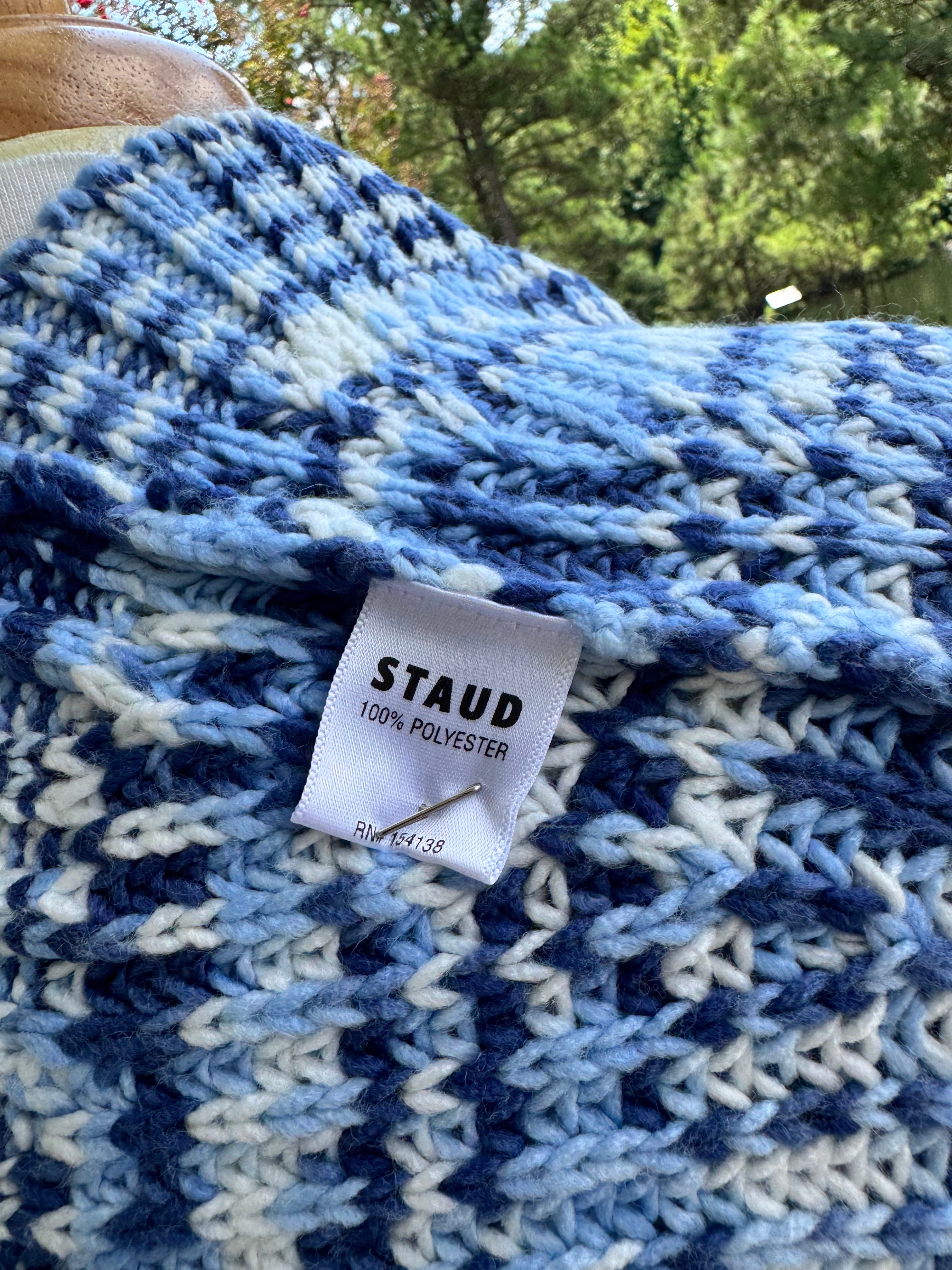 Staud Blue Marled Knit Top