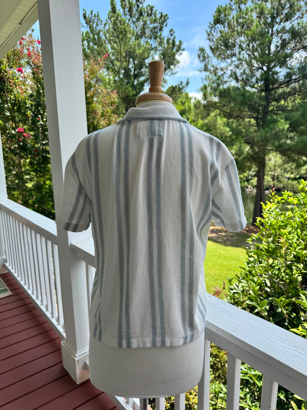 Denim & Flower Textured Camp Shirt
