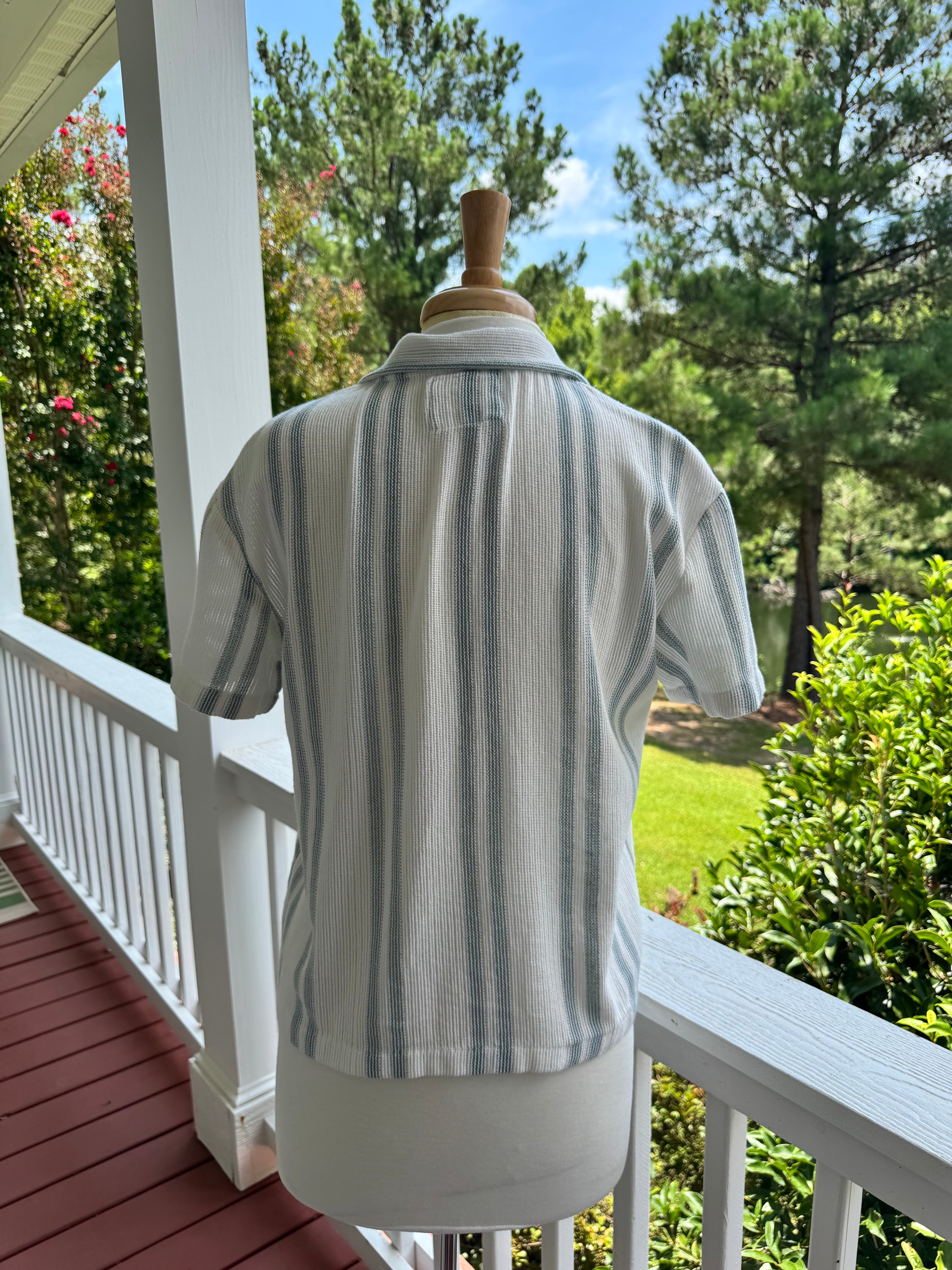 Denim & Flower Textured Camp Shirt